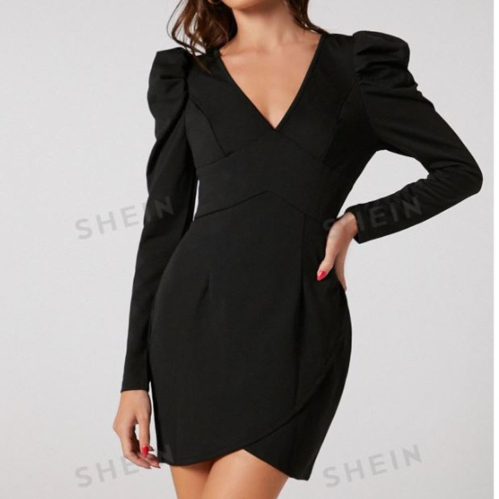 NWOT Black Gigot Sleeve Dress